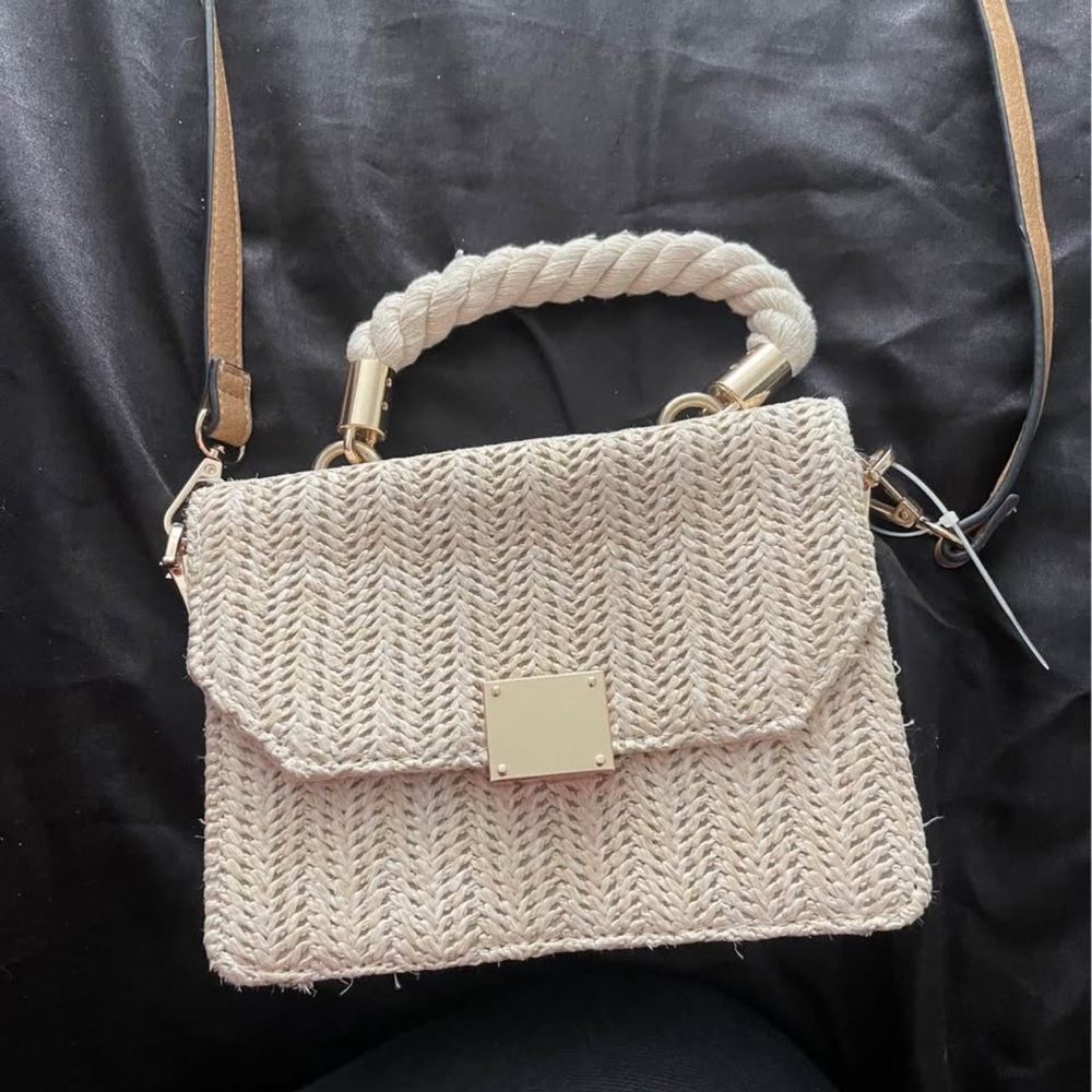 Cream Woven Summer Handbag